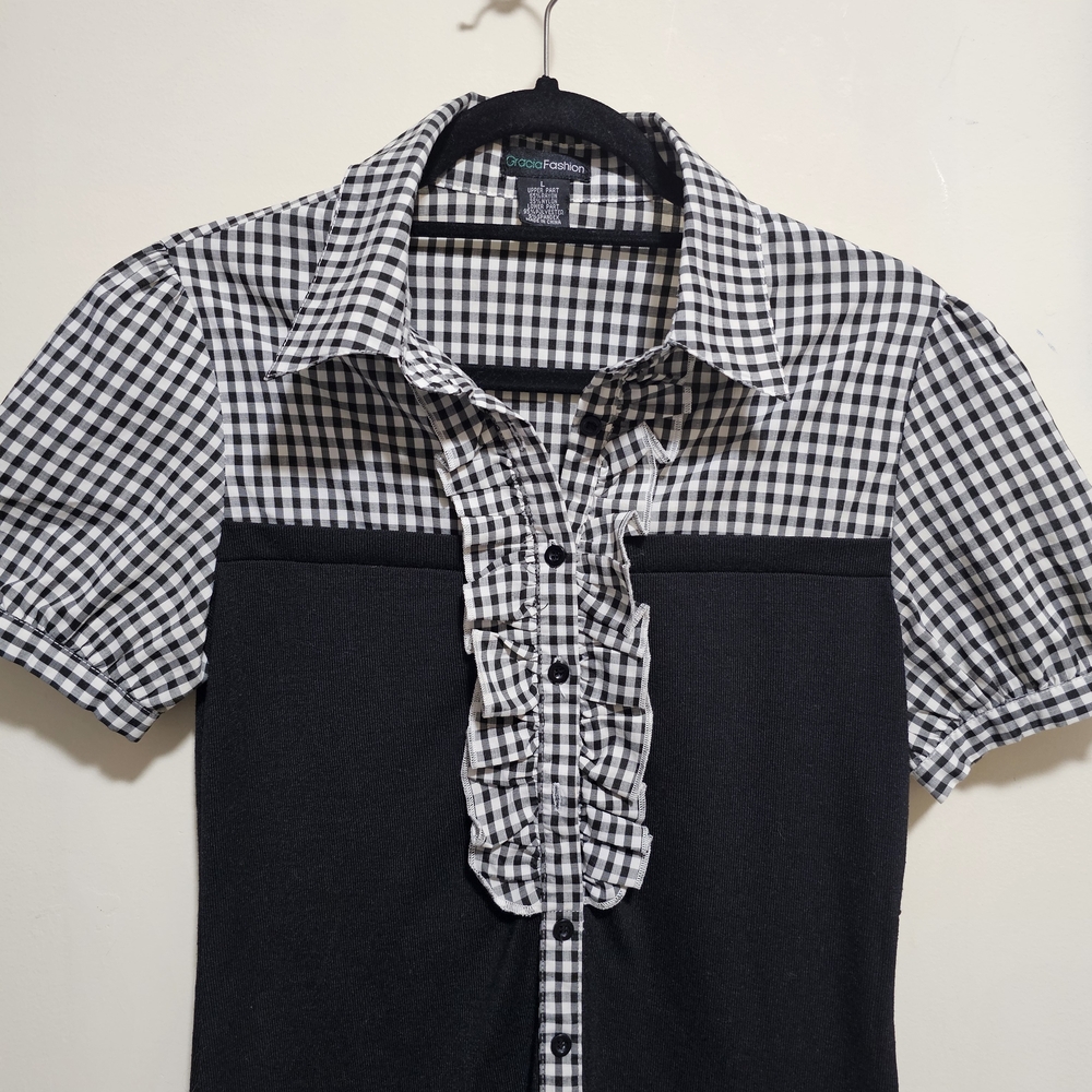 Chic Black and White Women's Button Down Shirt